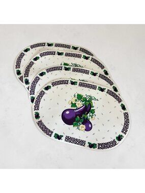 Lot 4 Vintage Eggplant Placemats 90s Wipeable Vinyl Table Decor Mom Granny